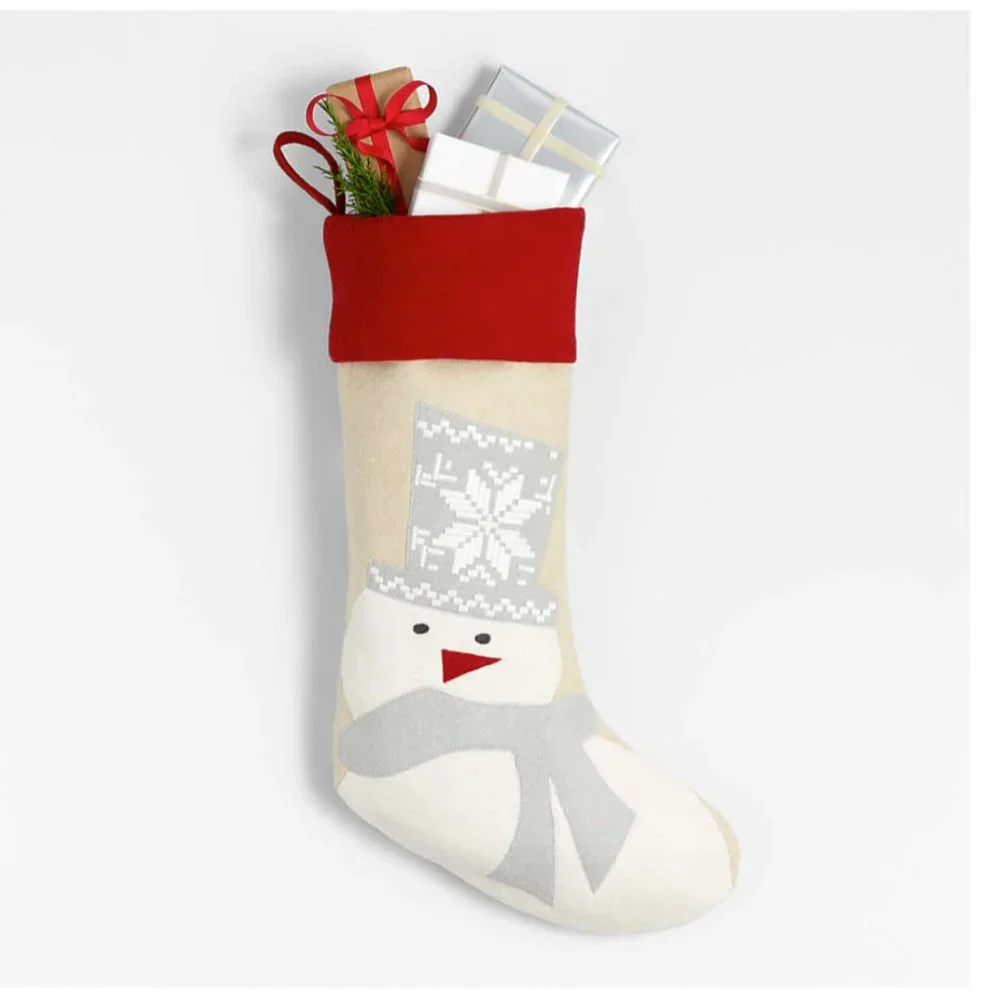 Crate & Barrel Snowman Christmas Stocking